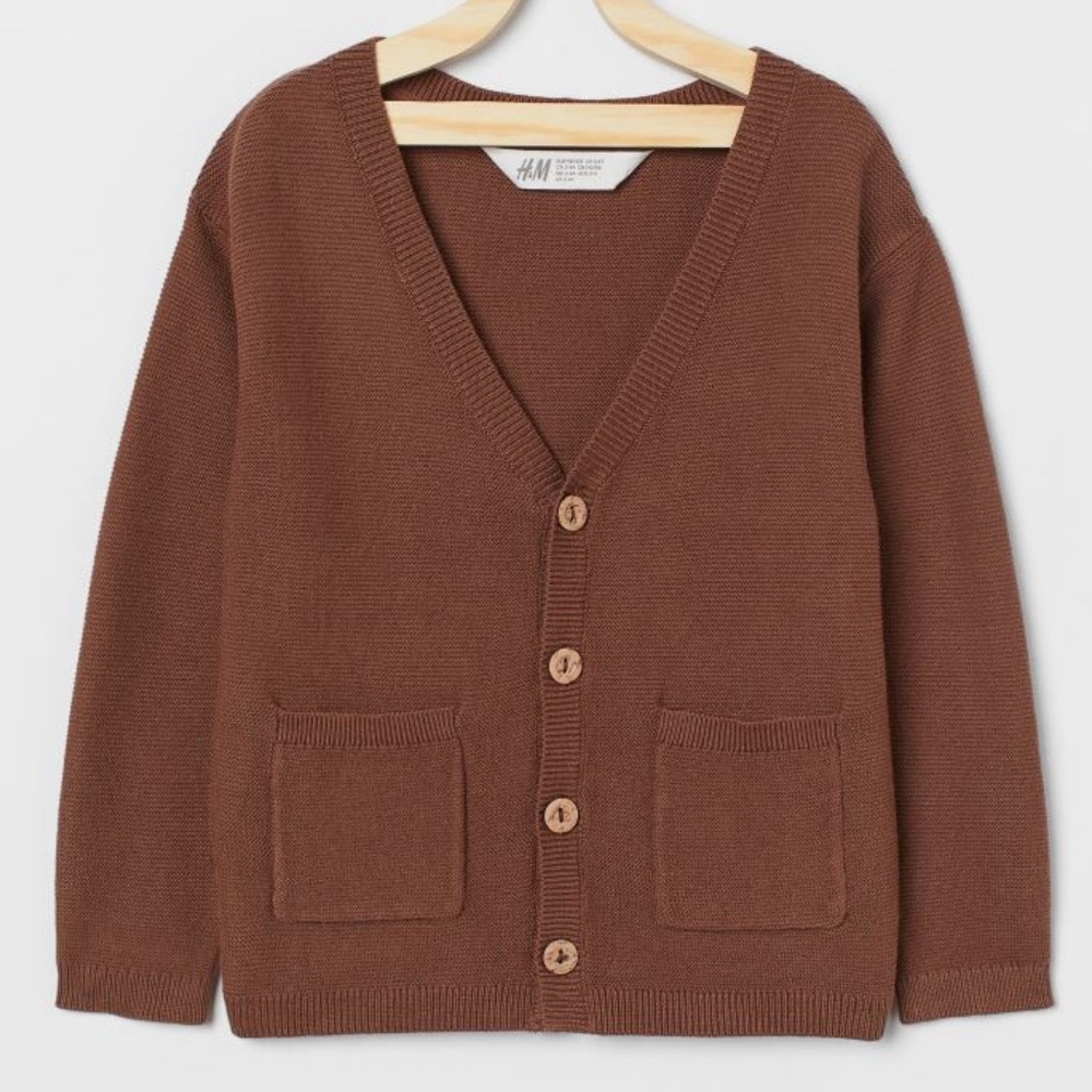 Boys Organic Cotton Knit Brown Cardigan